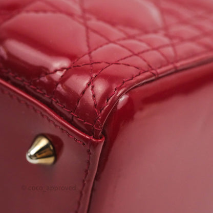 Christian Dior Medium Lady Dior Red Patent Silver Hardware