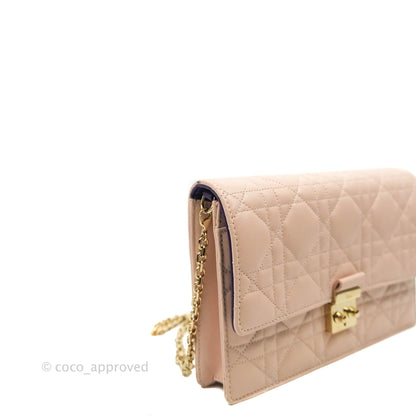 Christian Dior Miss Dior WOC Cannage Pink Lambskin Gold Hardware