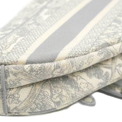 Christian Dior Saddle Bag Grey Toile de Jouy Embroidery