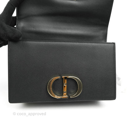 Christian Dior 30 Montaigne with Chain Black Grained Calfskin