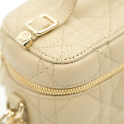Christian Dior Micro Lady Dior Vanity Case Beige Cannage Lambskin
