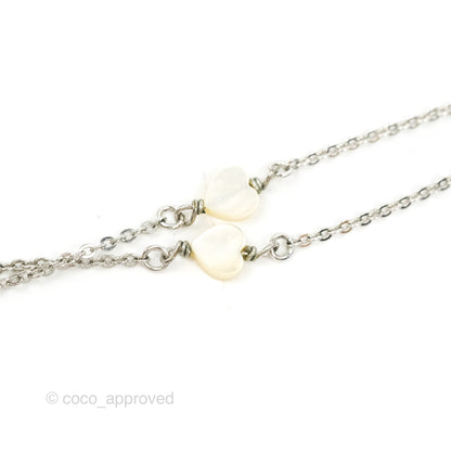 Dior Heart White Pendant Necklace Silver Tone