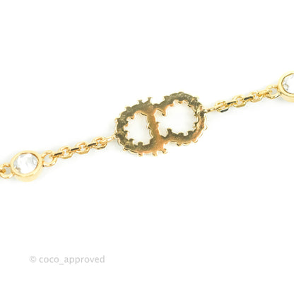 Christian Dior Metal Crystal Pearl CD Bracelet Gold