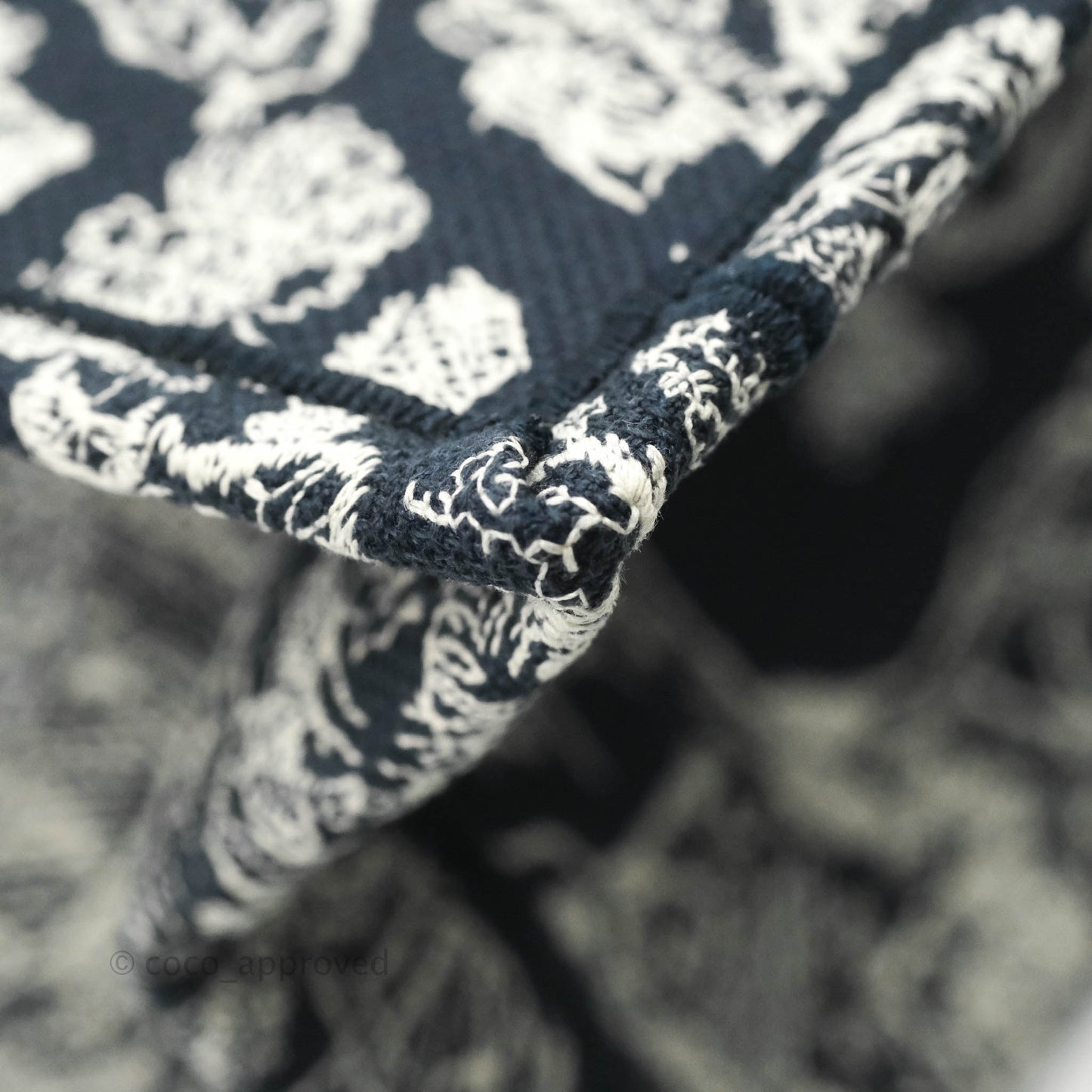 Christian Dior New Small Embroidered Toile De Jouy Navy Canvas Book Tote