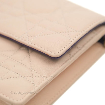 Christian Dior Miss Dior WOC Cannage Pink Lambskin Gold Hardware