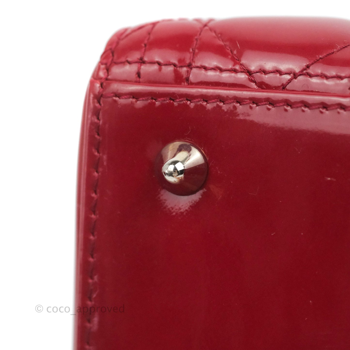 Christian Dior Medium Lady Dior Red Patent Silver Hardware