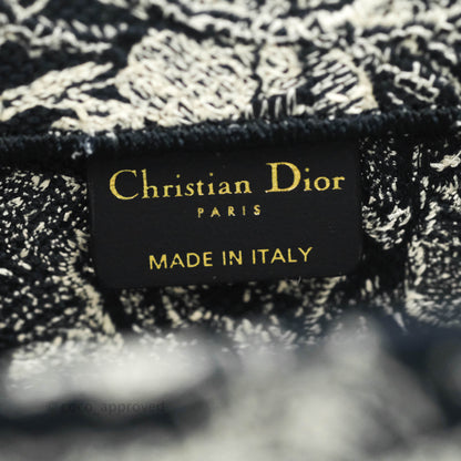 Christian Dior New Small Embroidered Toile De Jouy Navy Canvas Book Tote