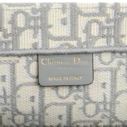 Christian Dior Medium (Old Small) Light Grey Oblique Embroidery Canvas Book Tote