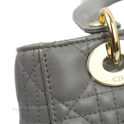Christian Dior Lambskin My ABCDior Lady Dior Grey Gold Hardware