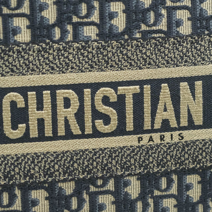 Christian Dior Medium Blue (Old Small) Dior Oblique Embroidery Canvas Book Tote