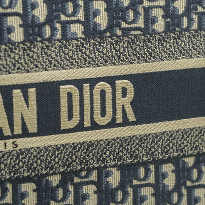 Christian Dior Medium Blue (Old Small) Dior Oblique Embroidery Canvas Book Tote