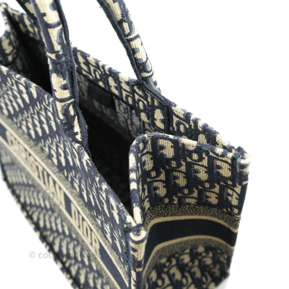 Christian Dior Medium Blue (Old Small) Dior Oblique Embroidery Canvas Book Tote