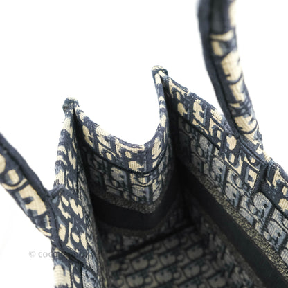 Christian Dior Medium Blue (Old Small) Dior Oblique Embroidery Canvas Book Tote
