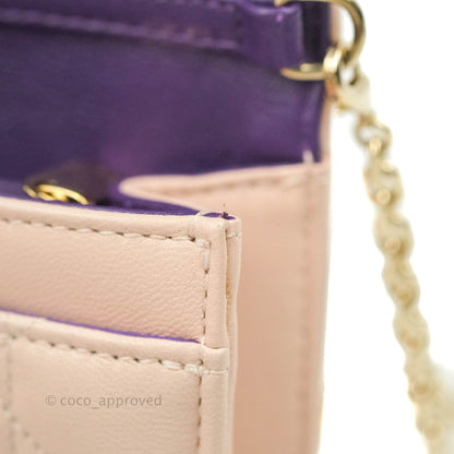 Christian Dior Miss Dior WOC Cannage Pink Lambskin Gold Hardware