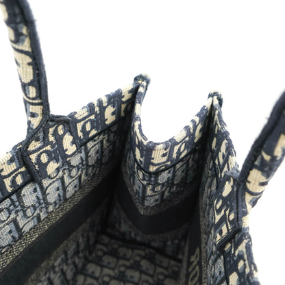 Christian Dior Medium Blue (Old Small) Dior Oblique Embroidery Canvas Book Tote