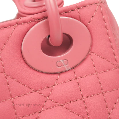 Christian Dior Mini Cannage Lady Dior Dark Pink Matte Pink Hardware