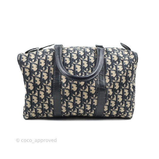 Christian Dior Vintage Trotter 30 Boston Bag Navy
