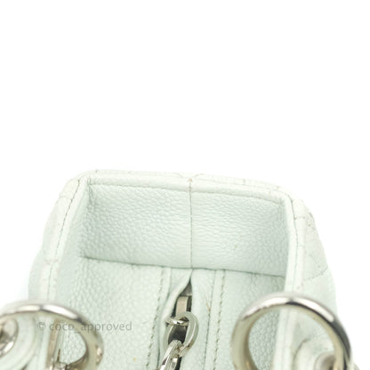Christian Dior Medium Lady Dior Light Mint Grained Leather Silver Hardware