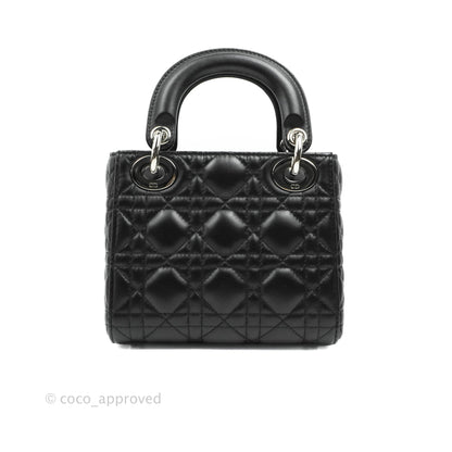 Christian Dior Cannage Mini Lady Dior Black Silver Hardware