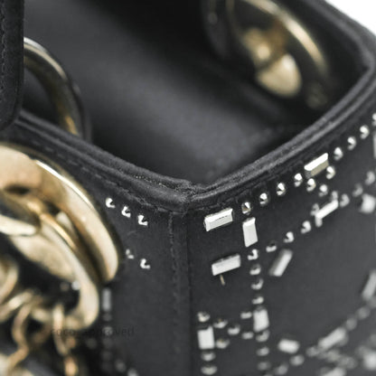 Christian Dior Cannage Mini Lady Dior Satin Crystal