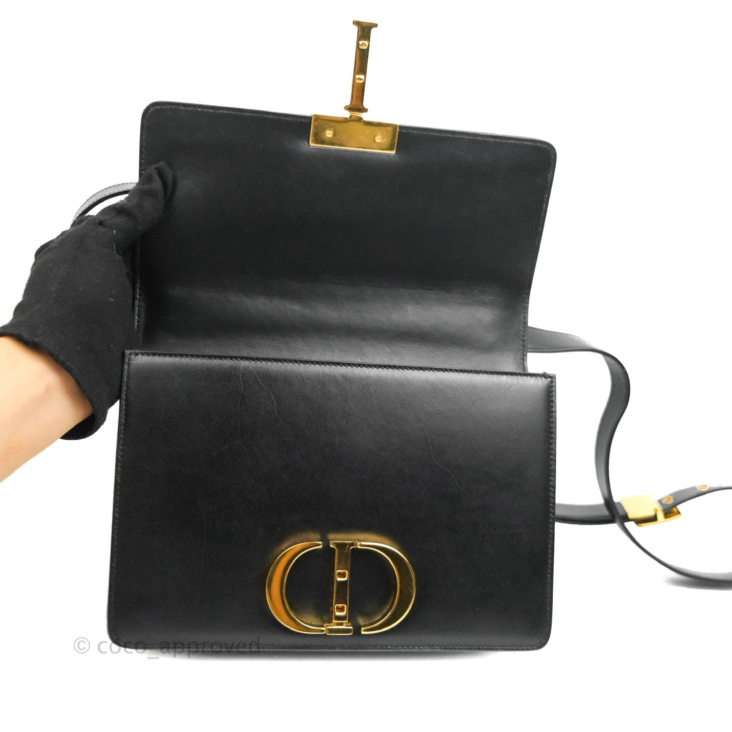 Dior 30 Montaigne Bag Black Calfskin Gold Hardware