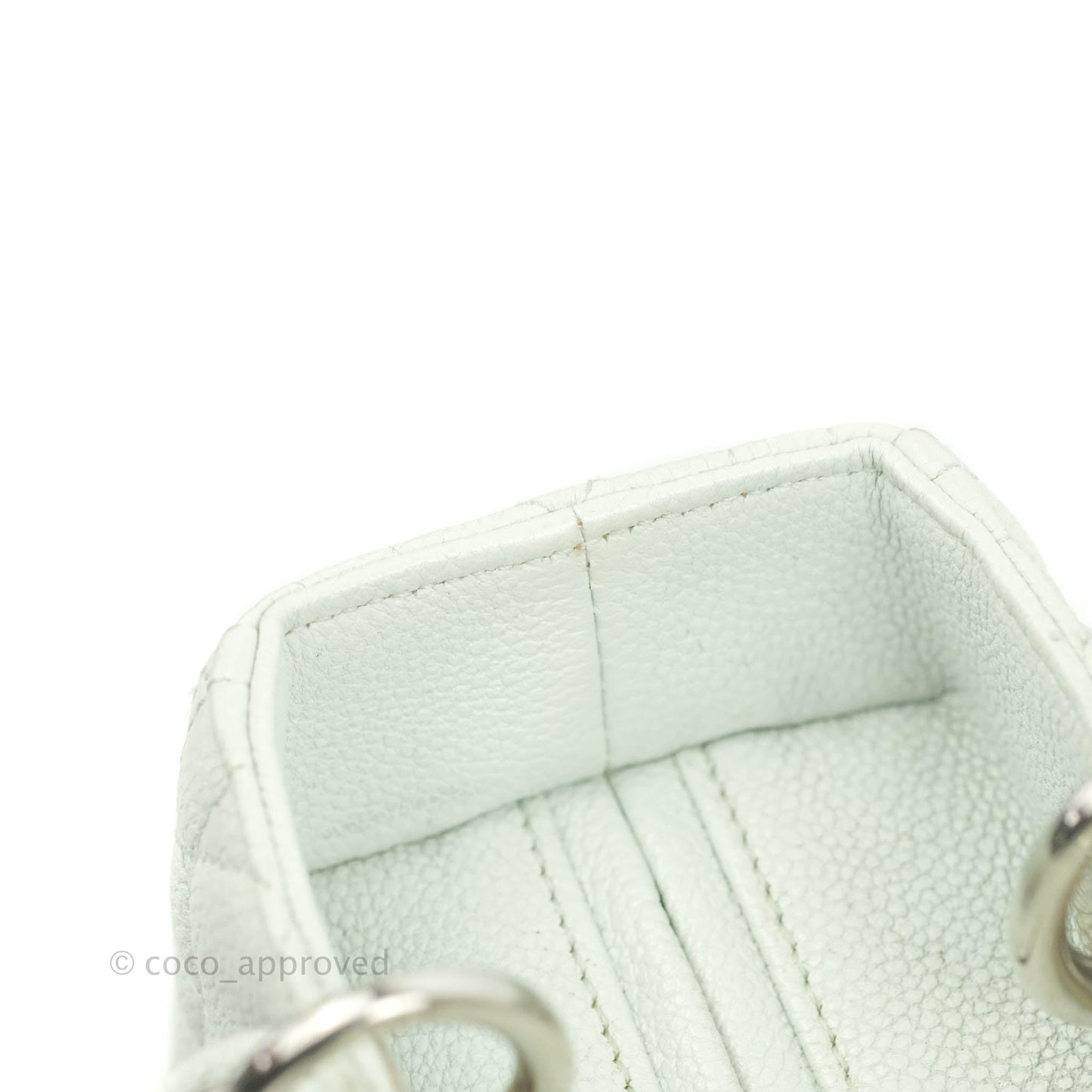 Christian Dior Medium Lady Dior Light Mint Grained Leather Silver Hardware