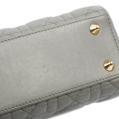 Christian Dior Lambskin My ABCDior Lady Dior Grey Gold Hardware