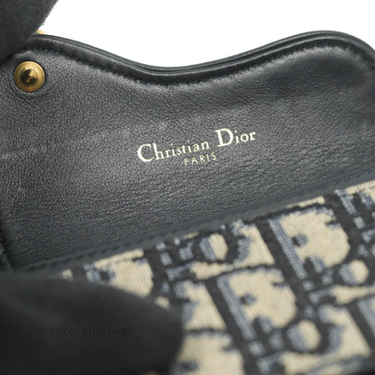 Christian Dior Saddle Flap Card Holder Blue Dior Oblique Jacquard