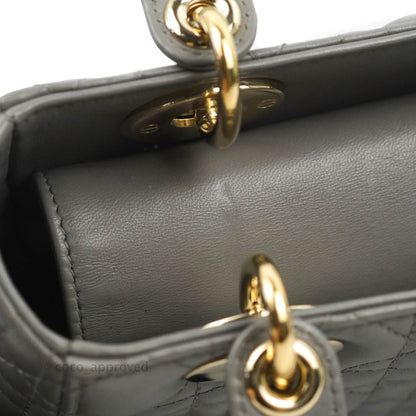 Christian Dior Lambskin My ABCDior Lady Dior Grey Gold Hardware