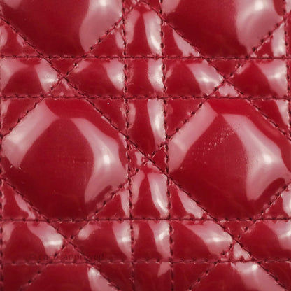 Christian Dior Medium Lady Dior Red Patent Silver Hardware