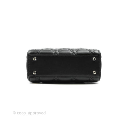 Christian Dior Cannage Mini Lady Dior Black Silver Hardware