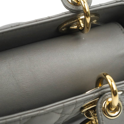 Christian Dior Lambskin My ABCDior Lady Dior Grey Gold Hardware