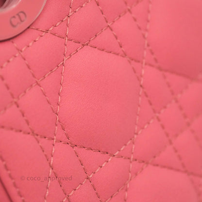 Christian Dior Mini Cannage Lady Dior Dark Pink Matte Pink Hardware