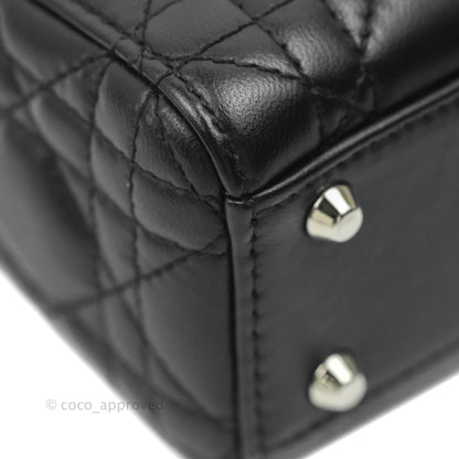 Christian Dior Cannage Mini Lady Dior Black Silver Hardware