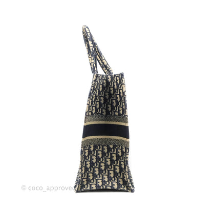 Christian Dior Large Dior Oblique Embroidery Canvas Book Tote