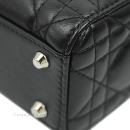 Christian Dior Cannage Mini Lady Dior Black Silver Hardware