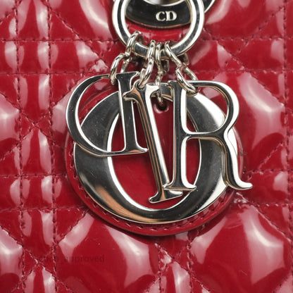 Christian Dior Medium Lady Dior Red Patent Silver Hardware