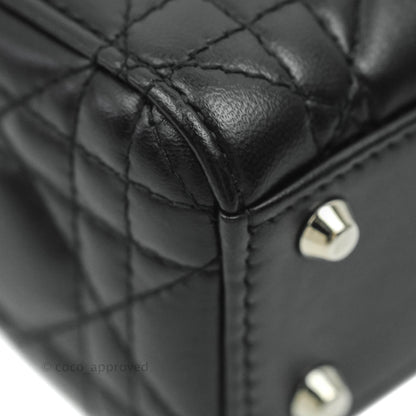 Christian Dior Cannage Mini Lady Dior Black Silver Hardware