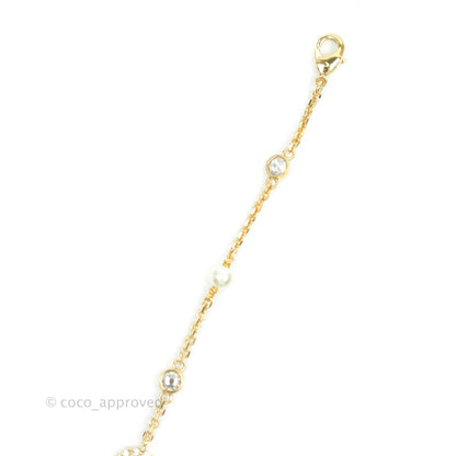 Christian Dior Metal Crystal Pearl CD Bracelet Gold