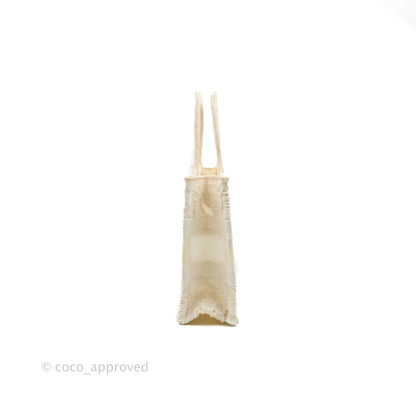 Dior Mini Book Tote Natural Macramé-Effect Embroidery