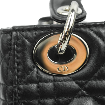 Christian Dior Cannage Mini Lady Dior Black Silver Hardware