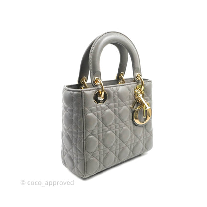Christian Dior Lambskin My ABCDior Lady Dior Grey Gold Hardware