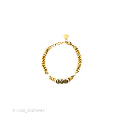Christian Dior J'Adior Pearl Plate Bracelet Antique Gold