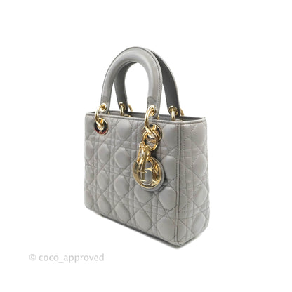 Christian Dior Lambskin My ABCDior Lady Dior Grey Gold Hardware