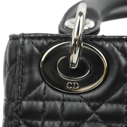 Christian Dior Cannage Mini Lady Dior Black Silver Hardware