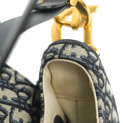 Christian Dior Saddle Medium Blue Oblique Jacquard Gold Hardware