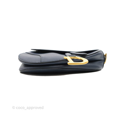 Christian Dior Saddle Bag Navy Grained Calfskin Gold Hardware