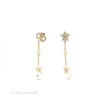 Christian Dior Pearl Crystal Star CD Long Drop Earrings