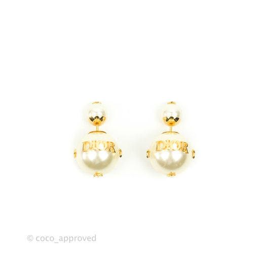Christian Dior Pearl Star Tribales Earrings Gold Tone