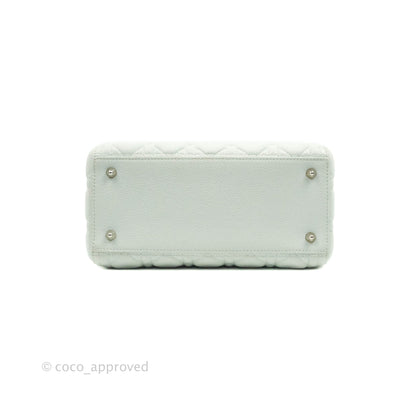 Christian Dior Medium Lady Dior Light Mint Grained Leather Silver Hardware